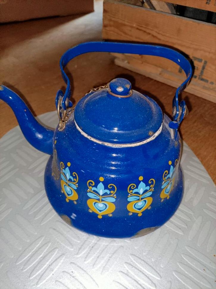 Emaille jaren 50 theepot koffiekan theekan, Antiek en Kunst, Antiek | Emaille, Ophalen of Verzenden