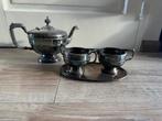 Theepot met suiker en melk zet verzilverd, Antiek en Kunst, Ophalen of Verzenden, Zilver