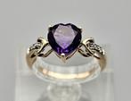 Gouden Vintage ring edelsteen amethist en diamant. 2025/331., ., Paars, Ophalen of Verzenden, Zo goed als nieuw