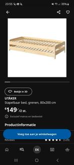 ikea stapelbed Utâker met vannareid mattassen, logeerbed, Ophalen, 90 cm, Tweepersoons, Zo goed als nieuw