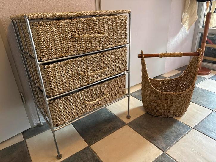 Stevig Bohemian ladenkastje & Mand - Opbergruimte, Huis en Inrichting, Kasten | Dressoirs, Gebruikt, 50 tot 100 cm, 25 tot 50 cm