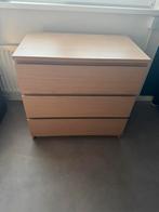 Malm hout eikenfineer ladekast, Ophalen, 50 tot 100 cm, Zo goed als nieuw, 3 of 4 laden