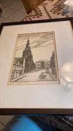 Tilburg. Markt. Gravure, Antiek en Kunst, Kunst | Etsen en Gravures, Ophalen of Verzenden