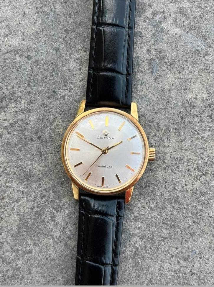 Certina Bristol 230 Vintage Polshorloge, Sieraden, Tassen en Uiterlijk, Horloges | Heren, Polshorloge, Overige merken, Goud, Leer