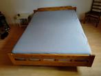 Tweepersoons houten bed 140x200, Ophalen, Gebruikt, Bruin, Tweepersoons