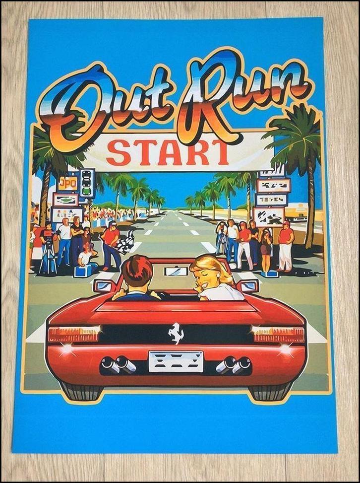 OUTRUN SEGA Retro Arcade Classic Affiche - Poster, Verzamelen, Retro, Huis en Inrichting, Verzenden