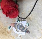 Leren Ketting met Schilpad Parelmoer Klei UV-Hars, Ophalen of Verzenden, Nieuw, Overige materialen, Met hanger