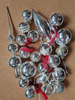 5 sets Zilverkleurige vintage/retro kerstballen/ornamenten, Ophalen of Verzenden, Gebruikt