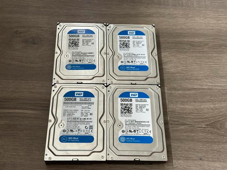 4x WD Blue 500GB (Prijs per stuk), Computers en Software, Harde schijven, Zo goed als nieuw, Desktop, Intern, HDD, SATA, Verzenden