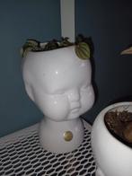 Vintage Bloempot met Plant - Uniek!, Gebruikt, Binnen, Ophalen of Verzenden, Overige vormen