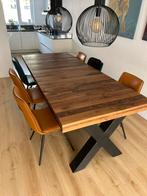 Massief eikenhouten eettafel 240l x 100b x 77,5h, Ophalen, Eikenhout, 200 cm of meer, 50 tot 100 cm