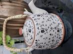 Schattige theepot zwarte bloemetjes, Verzenden, Nieuw, Overige materialen, Pot, Bus of Blik