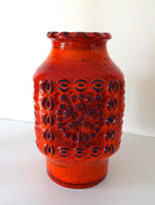 Keramiek vaas rood motieven in bruin Dümler & Breiden 5210-g, Antiek en Kunst, Antiek | Keramiek en Aardewerk, Ophalen of Verzenden