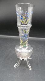 Antiek glazen vaasje emaille beschilderd bloemen, Antiek en Kunst, Antiek | Glas en Kristal, Ophalen of Verzenden