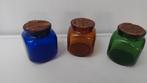 3 apothekers potjes vintage gekleurde glazen potten jaren70, Verzamelen, Retro, Ophalen of Verzenden, Huis en Inrichting