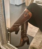 Bruin beige echt leren knie laarzen hak dames maat 40 ZGAN!, Kleding | Dames, Ophalen of Verzenden, Zo goed als nieuw, Bruin, Hoge laarzen