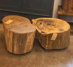 Diverse eikenhouten boomstamtafels  - salontafel, Ophalen, 50 tot 100 cm, Rond, 50 tot 100 cm