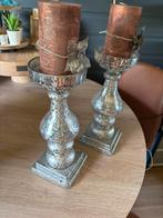 2 glazen kandelaars, Ophalen, Overige materialen, Overige kleuren, 25 tot 50 cm