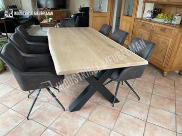 Industriele Eettafel Massief Eiken Boomstam Tafels Eikenhout - afbeelding 17