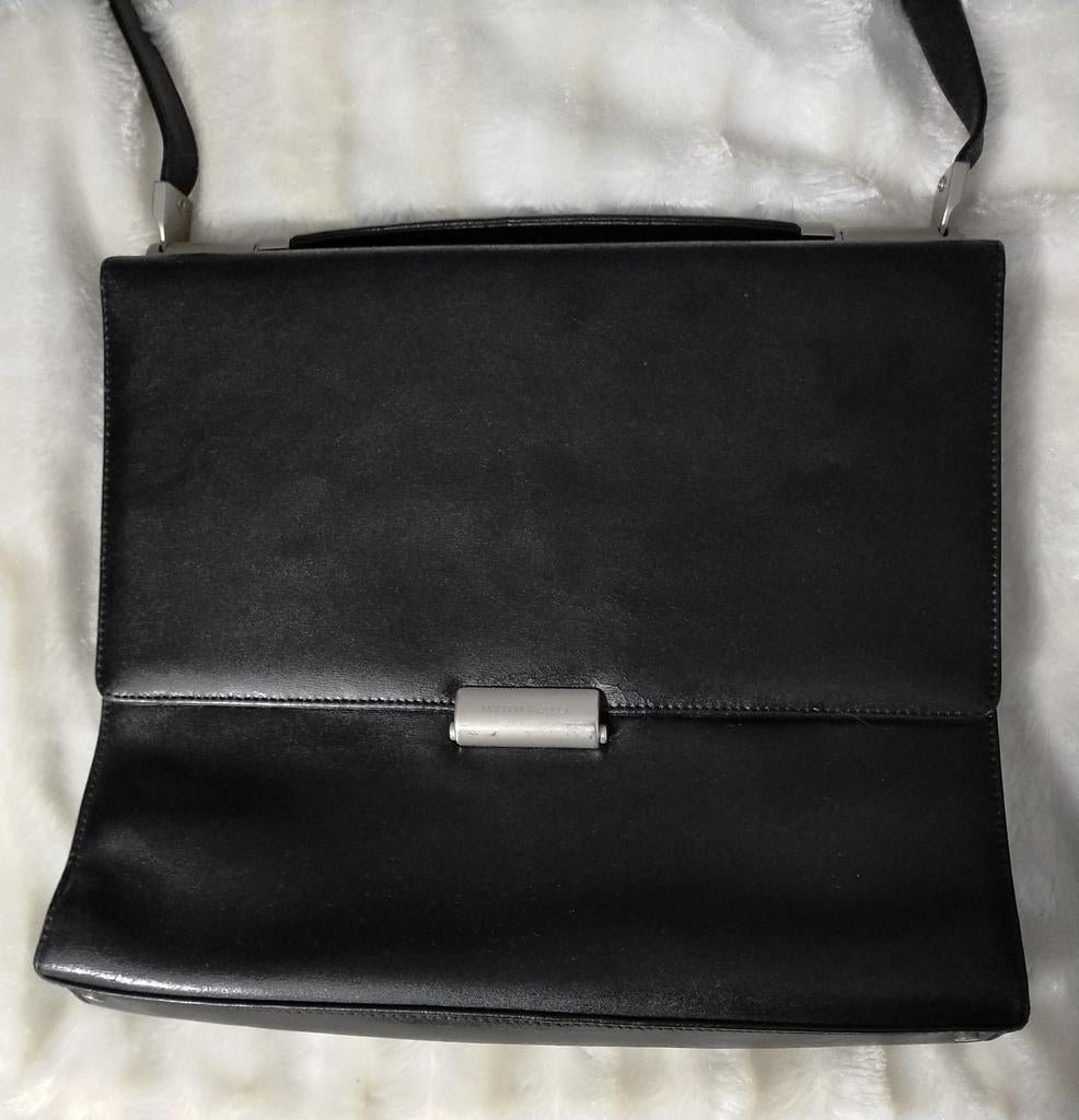 Zwarte Italiaanse leren schoudertas van Mandarina Duck, Verzenden, Gebruikt, Zwart, Leer