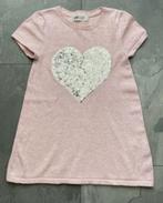 Roze jurkje van H&M,met pailletten hart, maat 98/104 (qwe), Meisje, H&M, Ophalen of Verzenden, Zo goed als nieuw
