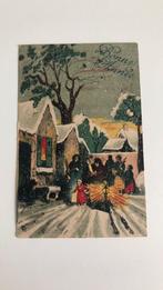 Nieuwjaar.Mensen In de sneeuw met lantaarn.Sneeuwstippen., Feest(dag), Ongelopen, 1920 tot 1940, Verzenden