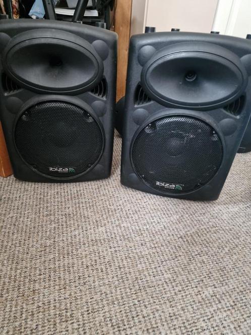 2x Ibiza Sound SLK‑10 / SLK‑104‑ST actieve speakers (PA-set), Audio, Tv en Foto, Luidsprekers, Gebruikt, Front, Rear of Stereo speakers