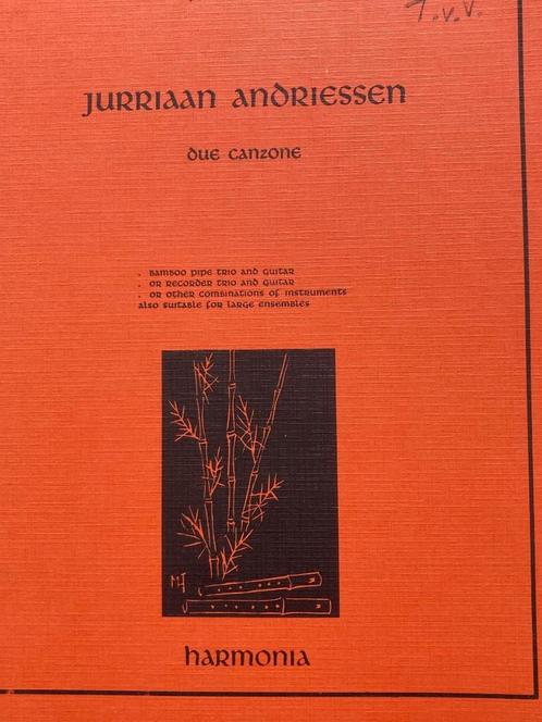Due Canzone blokfluittrio en gitaar - Jurriaan Andriessen, Muziek en Instrumenten, Bladmuziek, Zo goed als nieuw, Artiest of Componist