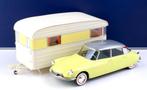 Citroen DS 19 1960 Jonquville Yellow & Caravan, Hobby en Vrije tijd, Modelauto's | 1:18, Www.norev.fr, Auto, Norev, Ophalen of Verzenden