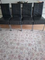 4xleer eetkamerstoelen, Ophalen, Zo goed als nieuw, Leer, Vier