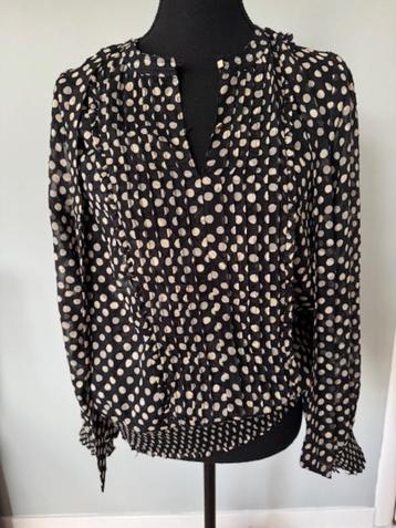Nieuw Summum polkadot blouse maat 38, zwart-kaki. beschikbaar voor biedingen