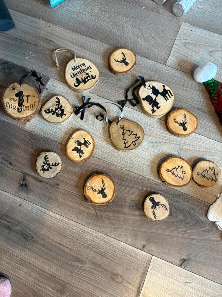 Houten Kerstboom Ornamenten - Handgemaakt, Hobby en Vrije tijd, Feestartikelen, Nieuw, Versiering, Kerst of Sinterklaas, Ophalen of Verzenden