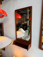 Mid-Century Modern Teak Mirror with Shelf, Ophalen, Minder dan 100 cm
