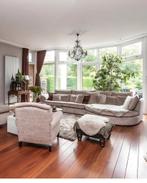 Ruime hoekbank linnen gold - Decor Wonen & Slapen, Ophalen, Hoekbank, 75 tot 100 cm, Zo goed als nieuw