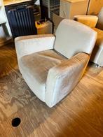 Brede witte fluwelen loungestoelen (2x), Ophalen, Hout, Gebruikt, 75 tot 100 cm