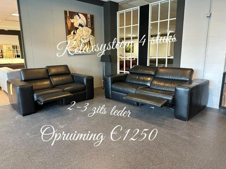 Bankstellen en hoekbanken leder, stof en microleer, Huis en Inrichting, Banken | Bankstellen, Zo goed als nieuw, Hoekbank, Leer