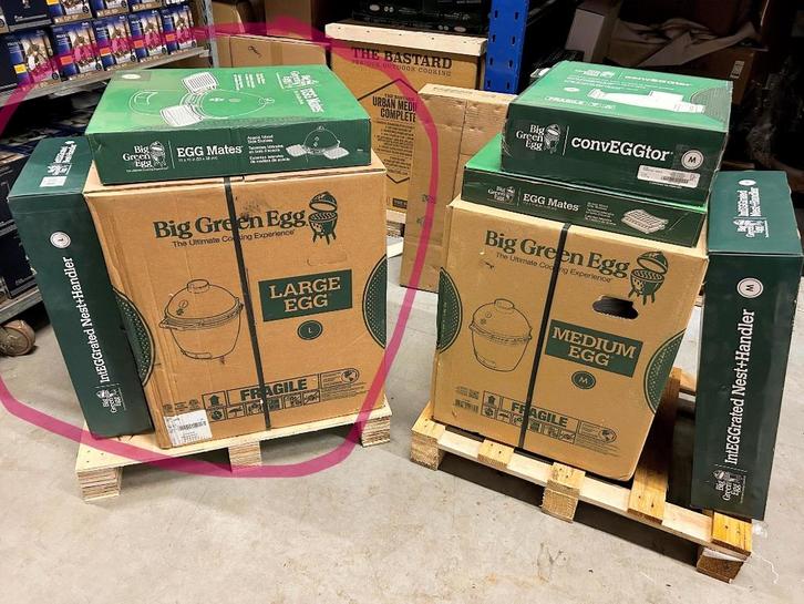 Big Green Egg Large Compleet, Tuin en Terras, Houtskoolbarbecues, Nieuw, Met accessoires, Ophalen