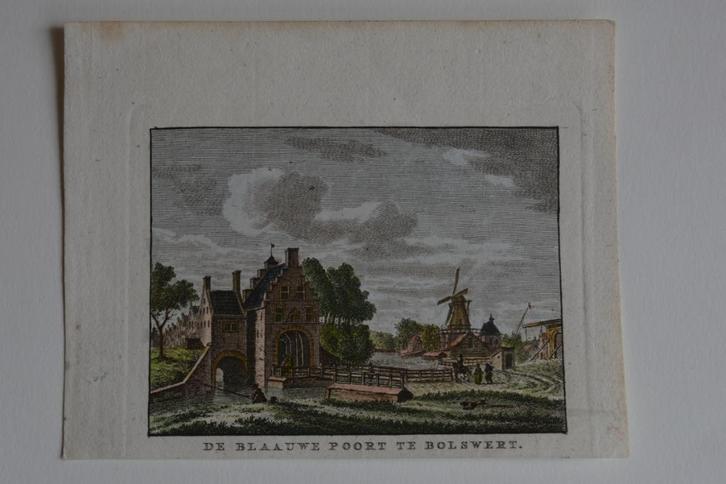 BOLSWARD DE BLAUWE POORT handgekleurde gravure 1790 GV5, Antiek en Kunst, Kunst | Etsen en Gravures, Verzenden