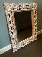 Houten spiegel (houtgesneden) bruin/wit, Minder dan 100 cm, Minder dan 50 cm, Rechthoekig, Ophalen of Verzenden