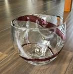 schaal glas paarse slingers handgeblazen pontil, Ophalen of Verzenden