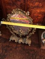 Franse barok antieke spiegel - tafelspiegel met engelen, Antiek en Kunst, Ophalen of Verzenden, Ovaal, Minder dan 50 cm