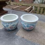 3 chinese bloempotten, Tuin en Terras, Bloempotten, Ophalen, Overige materialen, Rond, Binnen