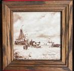 Tegel van Texel in houten lijst (grote tegel), Antiek en Kunst, Antiek | Wandborden en Tegels, Ophalen of Verzenden