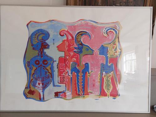 René Tosari - Wajang Sereen - Zeefdruk - Suriname - 1991, Antiek en Kunst, Kunst | Litho's en Zeefdrukken, Ophalen of Verzenden