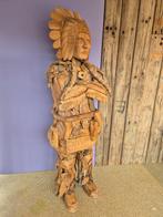 Grote houten indiaan recycled hout, Ophalen of Verzenden