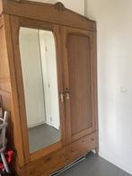 Mooie antieke, brocante kledingkast met legplanken uit 1930, Huis en Inrichting, Gebruikt, 100 tot 150 cm, Eikenhout, 150 tot 200 cm