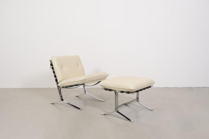 The Joker chair van Olivier Mourgue, Huis en Inrichting, Fauteuils, Zo goed als nieuw, Leer, Metaal, 50 tot 75 cm, 75 tot 100 cm