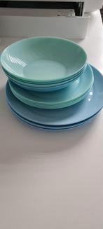 Blauwe en groene borden set, Ophalen of Verzenden, Gebruikt, Groen, Schaal