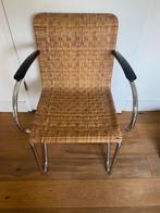 4 Gispen Diagonaal Stoel Buisframe Rotan Dutch Design '30, Huis en Inrichting, Stoelen, Ophalen, Bruin, Vier, Riet of Rotan