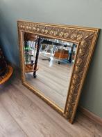 Facet geslepen vierkante spiegel in gouden lijst, Ophalen, Gebruikt, Vierkant, Minder dan 100 cm
